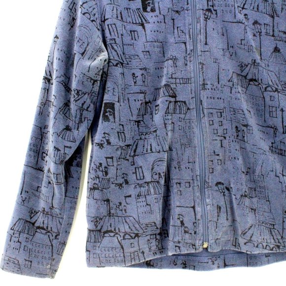 Vintage Spa by Chico's Fleece Jacket Women's Casual Blue All Over Print Size 1" - Picture 3 of 10